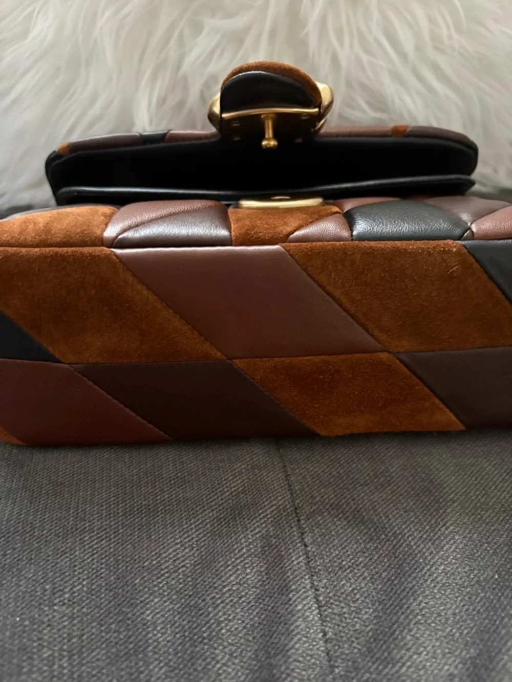 Coach Quilted Patchwork Shoulder Bag in Brown and Black Suede.
Tabby 20 - Picture 4 of 5